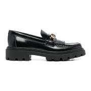 Zwarte Leren Loafers met Franjes Tod's , Black , Dames