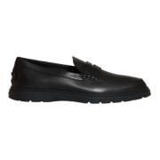 Zwarte Leren Rubberen Zool Mocassin Tod's , Black , Heren