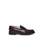 Bordeaux Platte Schoenen met Leren Bovenwerk Tod's , Brown , Dames