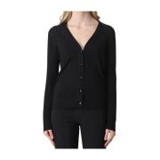 Zwarte Wol Zijde Blend Cardigan Tory Burch , Black , Dames