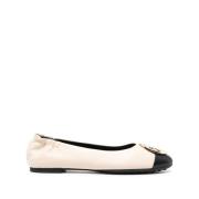 Crème Leren Ballerina Tory Burch , Beige , Dames