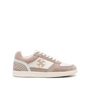 Beige Sneakers met Leren en Suède Bovenwerk Tory Burch , Beige , Dames