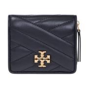 Zwarte Chevron Gestikte Portemonnee Tory Burch , Black , Dames