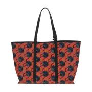 Jacquard Canvas Schoudertas MCM , Red , Dames