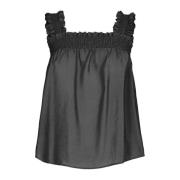 Gerimpelde Smock Strap Top Co'Couture , Black , Dames