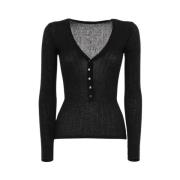 Cashmere V-hals Trui Durazzi Milano , Black , Dames