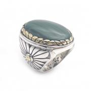 925 Sterling Zilver Malachiet Ring Jalan Jalan , Multicolor , Unisex