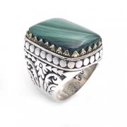 925 Sterling Zilver Malachiet Ring Jalan Jalan , Multicolor , Unisex