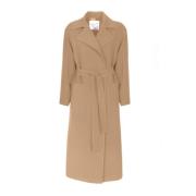 Lang Jas in Gewaadstijl met Zakken MVP wardrobe , Beige , Dames