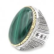 925 Sterling Zilver Malachiet Ring Jalan Jalan , Multicolor , Unisex