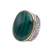 925 Sterling Zilver Malachiet Ring Jalan Jalan , Multicolor , Unisex