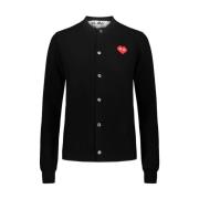 Zwarte cardigan met rood gepixelde hart Comme des Garçons , Black , Da...