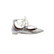 Pre-owned Leather flats Aquazzura Pre-owned , Gray , Dames
