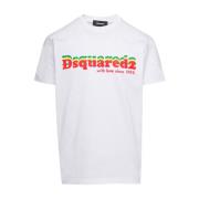 Witte T-shirt met Logo Print Dsquared2 , White , Heren