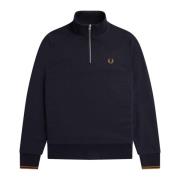 Navy Half Zip Crew Sweatshirt Fred Perry , Blue , Heren