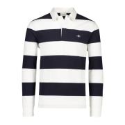 Gestreepte ecru donkerblauwe rugbytrui Gant , White , Heren