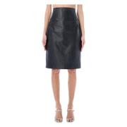 Zwarte Leren Hoge Taille Rok Ss23 Givenchy , Black , Dames