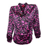 Zwarte Blouse met Lippenprint en Strik Hugo Boss , Multicolor , Dames