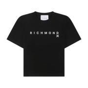T-shirt met contrastlogo en korte mouwen John Richmond , Black , Dames