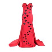 Glamoureuze Hearts Lange Jurk Moschino , Red , Dames