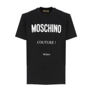 Zwarte katoenen T-shirt met logo Moschino , Black , Heren