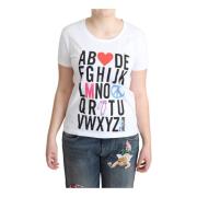Alfabet Letters Print T-shirt Moschino , White , Dames