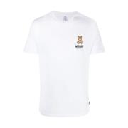 Wit Stretch Katoenen T-Shirt Moschino , White , Heren