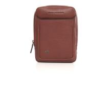 Leather shoulder bag Piquadro , Brown , Heren
