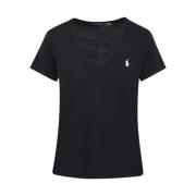 Zwarte Polo Korte Mouw T-Shirt Ralph Lauren , Black , Dames