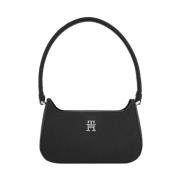 Zwarte Emblem Schoudertas Tommy Hilfiger , Black , Dames