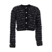 Zwarte Krokodil Tweed Cardigan Versace , Black , Dames