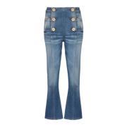 Vintage Bootcut Denim Jeans Balmain , Blue , Dames