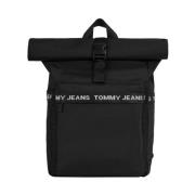 Zwarte Rolltop Rugzak Tommy Jeans , Black , Heren