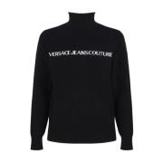 Zwarte Sweaters met Turtleneck en Logo Versace Jeans Couture , Black ,...