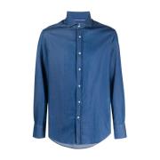Denim Shirts Brunello Cucinelli , Blue , Heren