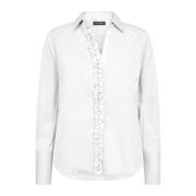 Feminine Satijnen Overhemd met Ruches MOS Mosh , White , Dames