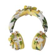 Prachtige Leren Hoofdtelefoon Set met Gouden Versiering Dolce & Gabban...