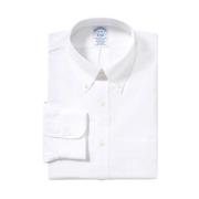 Witte Regular Fit Non-Iron Stretch Katoenen Overhemd met Button-Down K...