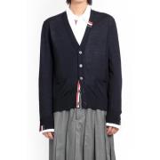 Navy Jersey Stitch Cardigan met V-hals Thom Browne , Blue , Heren