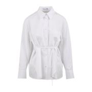 Witte Poplin Overhemd met Italiaanse Kraag Douuod Woman , White , Dame...