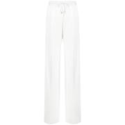 Wijde broek met satijnen tailleband Ermanno Scervino , White , Dames