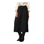 Stoere Folly Skirt met Gouden Details IN Front , Black , Dames