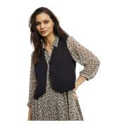 Eenvoudig en Elegant Vest met Knoopsluiting IN Front , Black , Dames