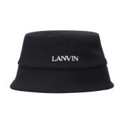 Zwarte Hoed met Geborduurd Logo Lanvin , Black , Dames