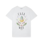 Witte Casa Way Katoenen T-shirt met Logo Print Casablanca , White , Da...