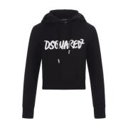 Zwarte Katoenen Hoodie met Dsquared2 Print Dsquared2 , Black , Dames