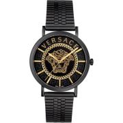 V-Essential Roestvrijstalen Horloge Versace , Black , Heren