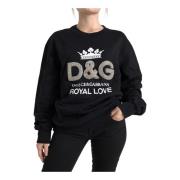 Zwarte Crystal Crew Neck Sweater Dolce & Gabbana , Black , Dames