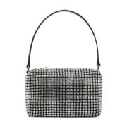 Zwarte en zilveren kristallen medium Wangloc clutch tas Alexander Wang...