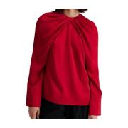 Geplooide halslijn blouse By Malina , Red , Dames